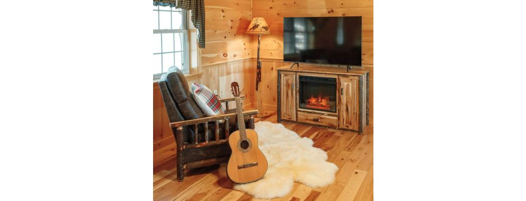 Rustic Hickory Fireplace TV Stand