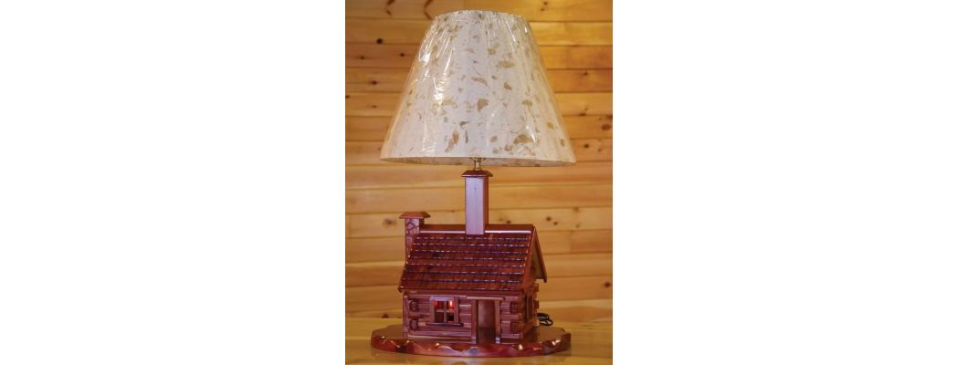 Red Cedar Rustic Log Cabin Lamp