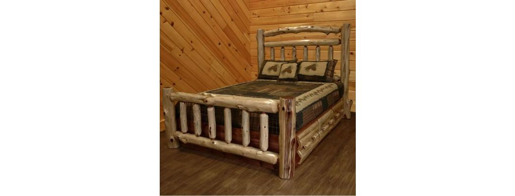 Red Cedar Log Platform Bed