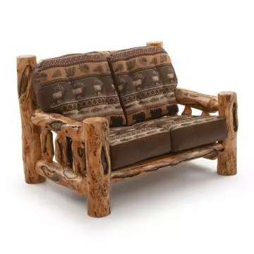 Rustic Reclaimed Wood Cushioned Sofa