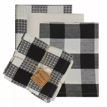 Rustic Sage Checkered 4 Piece Kitchen Towel Set