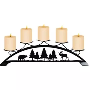Black Walnut Candle Stick Candle Holder (Includes 4 Candles), Mantle Decor,  Christmas Advent Wreath and Candle Set. Wood Candle Holders, Taper