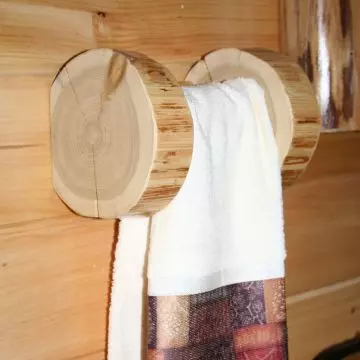 White Cedar Half Log Peg Coat Towel Rack -  Log