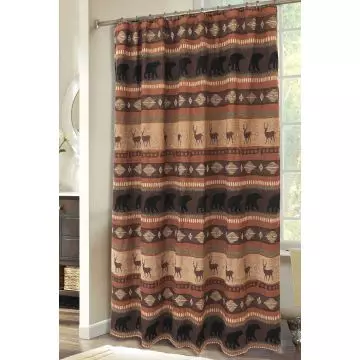 Rustic Forest Shower Curtains for Bathroom, Nature Mountain Tree Cool  Fabric Shower Curtain Set, Cabin Camper Bathroom Accessories Decor, Hooks  Included (72W X 72H)