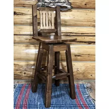 Rustic Pine Pub Tables and Pine Log Stools and Barstools