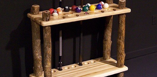 Pool Cue and Ball Holder Billiards Organizer Wood Solid Pine Rustic Cabin Decor 
