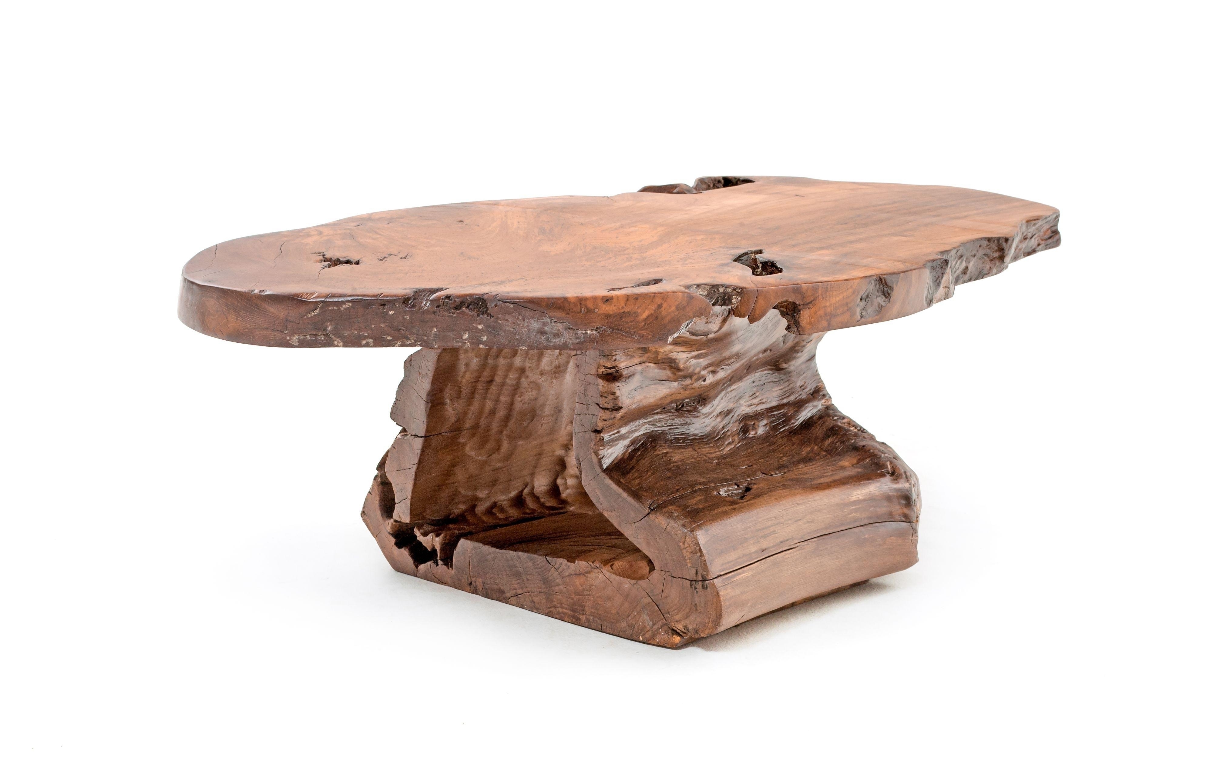 Image of Rustic Coffee Table with Hollow Log Base