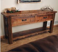 Old Sawmill Timber Frame Sofa Table with Drawers
