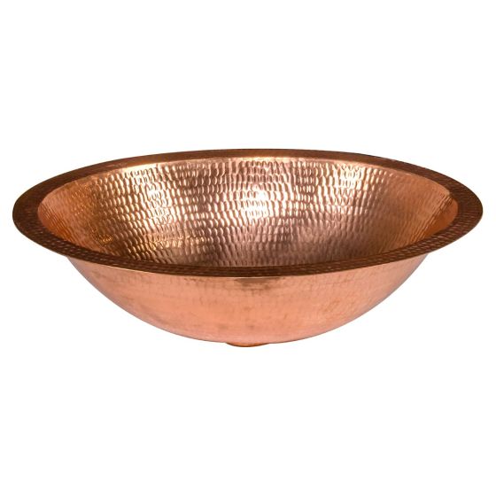 17 Oval Polished Hammered Copper Bathroom Sink 5380