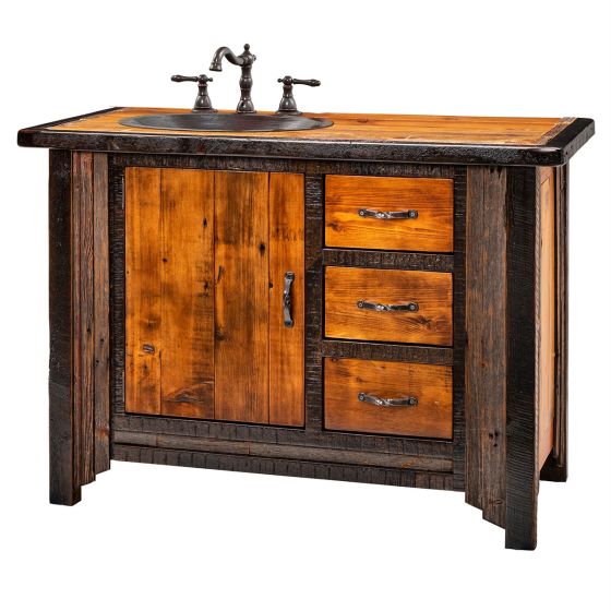 Western Woods Rustic Reclaimed Vanity - 42" - 60" Sink Left