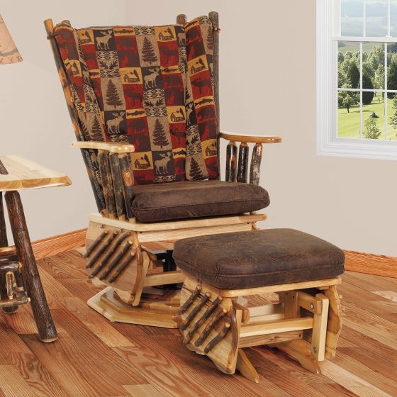 Hickory Log Glider Chair - Erie Back Rest Cushion Fabric