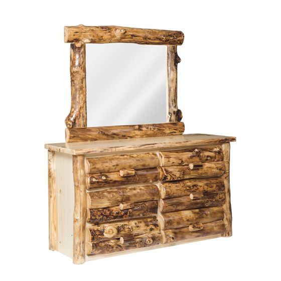 Rustic Colorado Aspen 6 Drawer Dresser (Pictured with mirror)