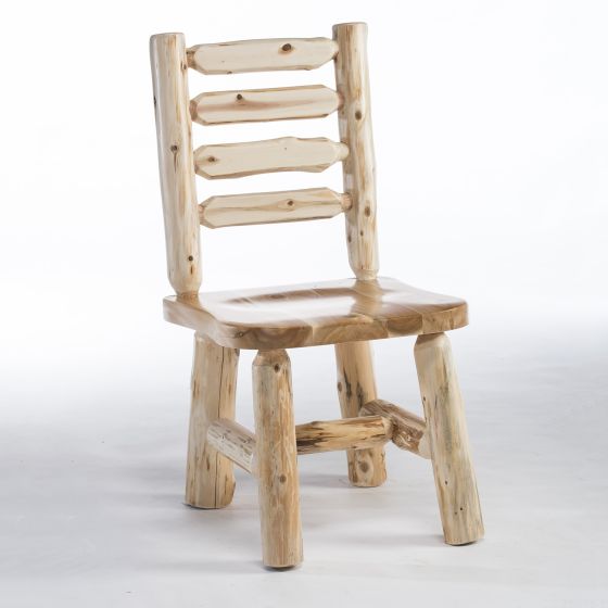 Cedar Lake Ladderback Log Dining Chair--Clear finish