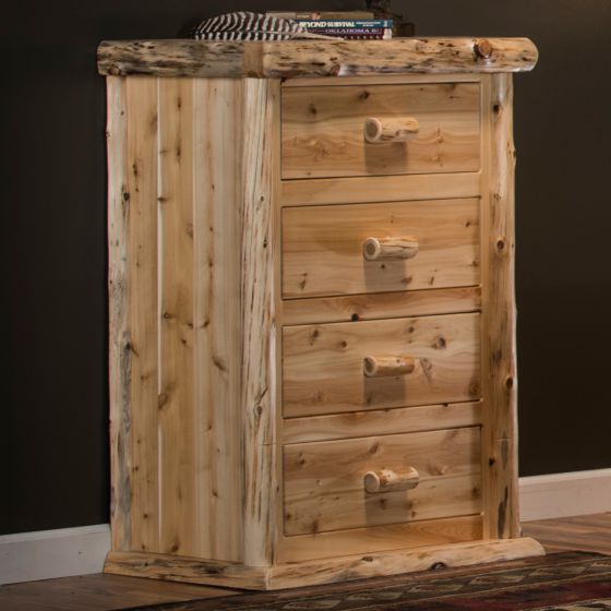Cedar Lake Lodge 4 Drawer Log Chest--Clear finish