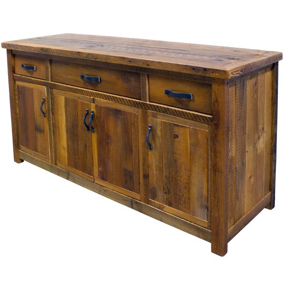 Cottage Timber Frame Barnwood Sideboard--Clear Finish