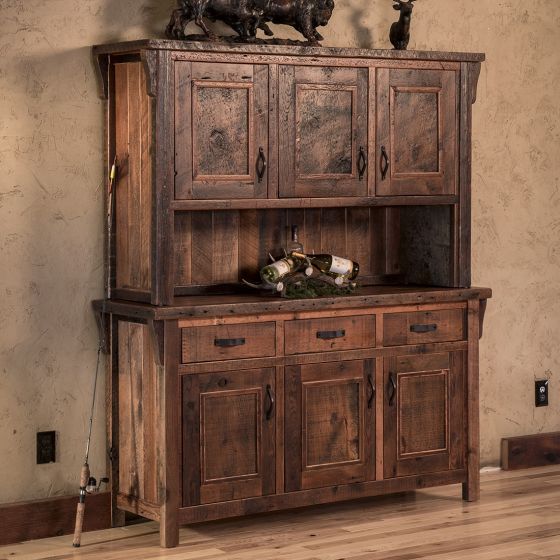 Rocky Creek Reclaimed Barnwood Buffet and Hutch--Clear Finish