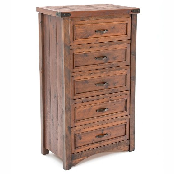 Timber Haven Rough Sawn 5 Drawer Chest - Antique Barnwood Finish
