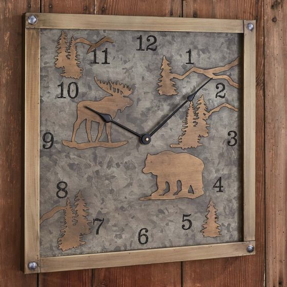 Rustic Forester Galvanized Wall Clock