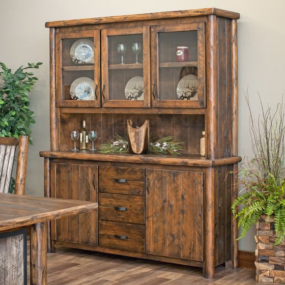 Olde Towne Rustic Buffet and Hutch shown in Barnwood Lager Finish and 6 ft width
