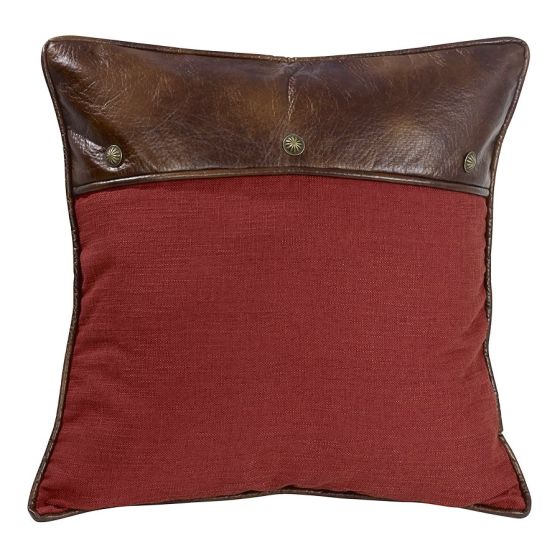 Red Euro Sham with Leather and Conchos