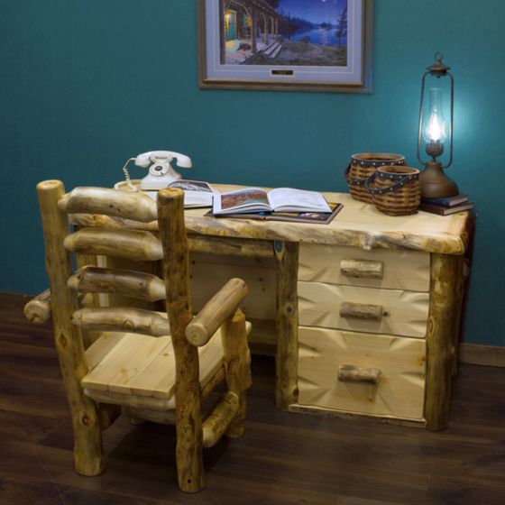 Yellowstone Rustic Aspen Log Desk