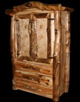 Aspen Lodge Log Armoire--Flat drawer fronts