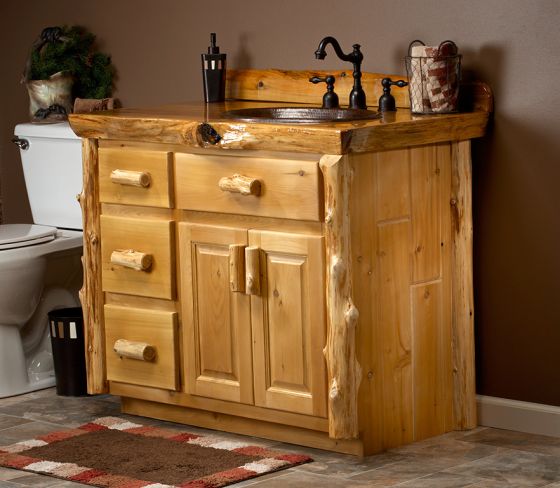 36" Real Cedar Log Cabin Bathroom Vanity in Honey Finish
