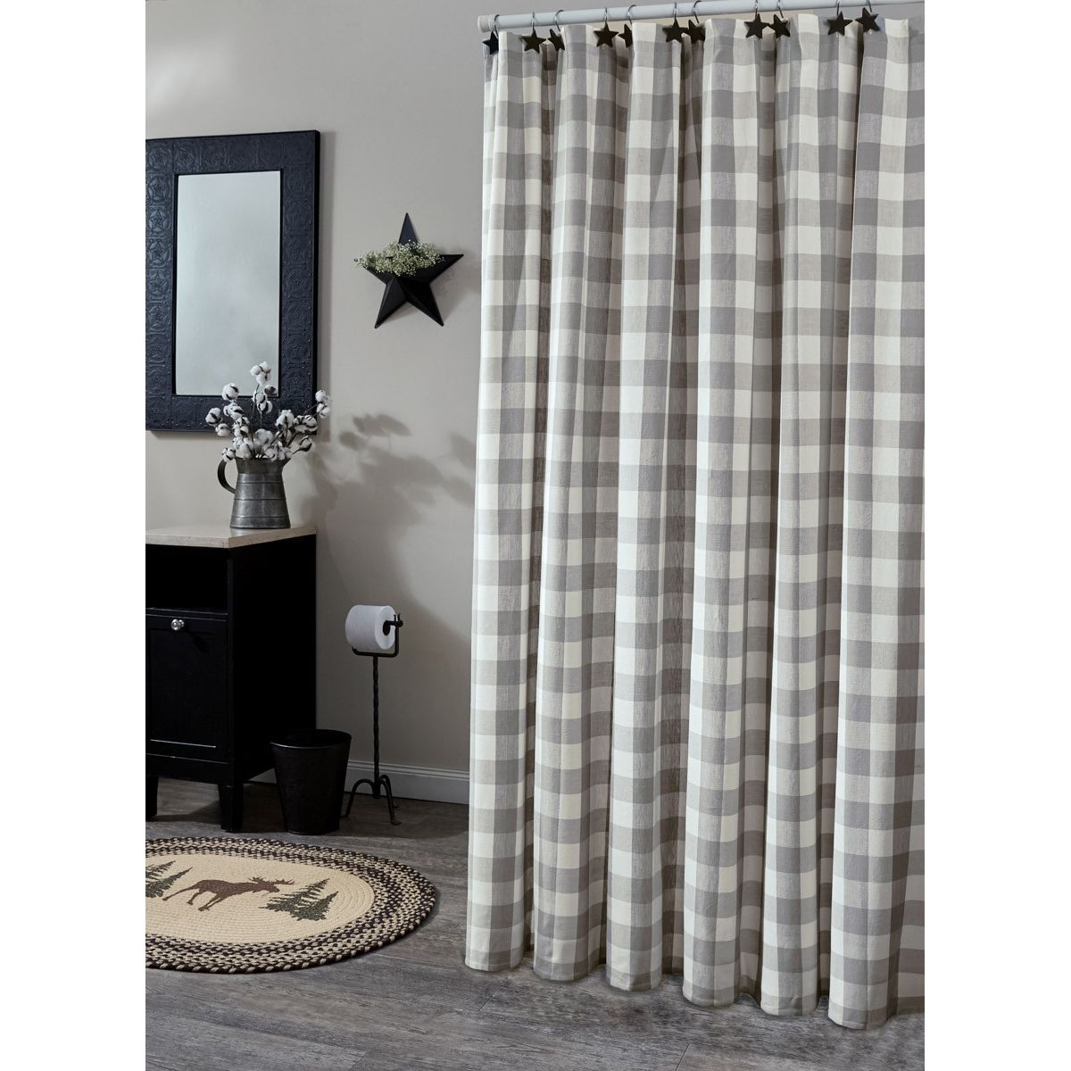 Checkered shower hot sale curtain