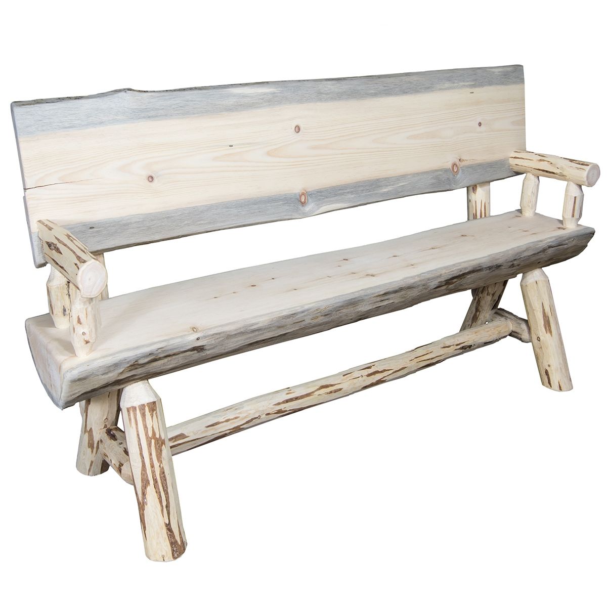Outdoor rustic sale bench with back
