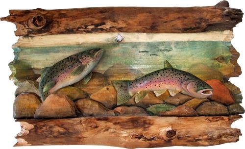 Rustic Rainbow Trout Wood Wall Art Art9905