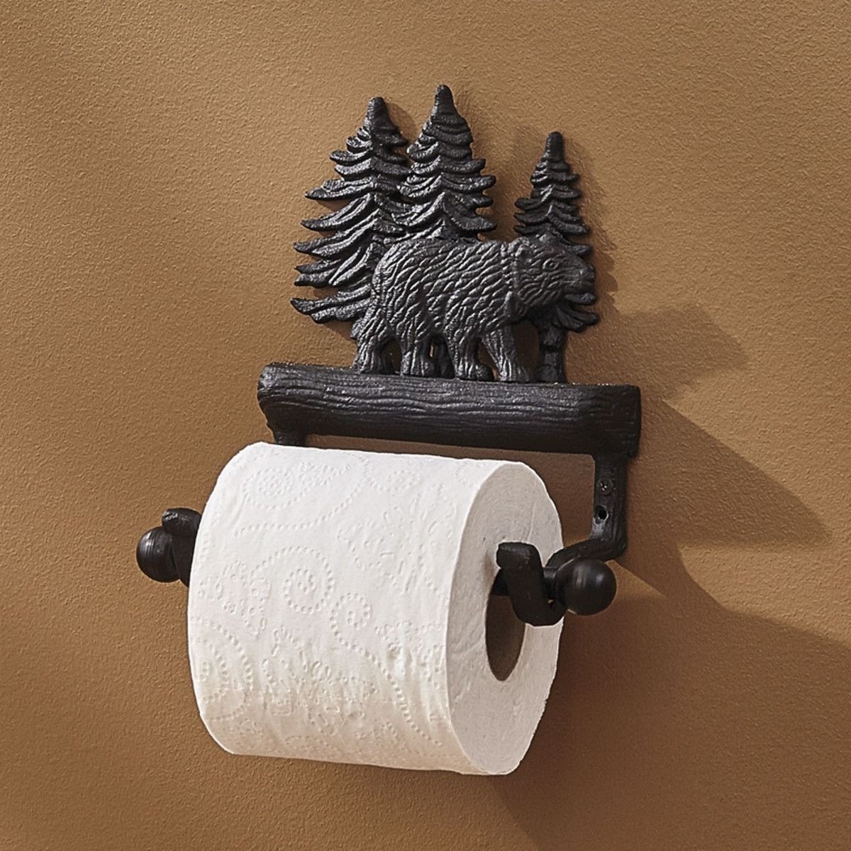 Park Designs Cast Black Bear Toilet Tissue Holder