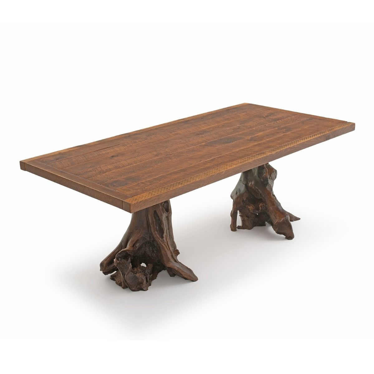 Elk Lake Natural Wood Stump Base Dining Table - Log Furniture Place