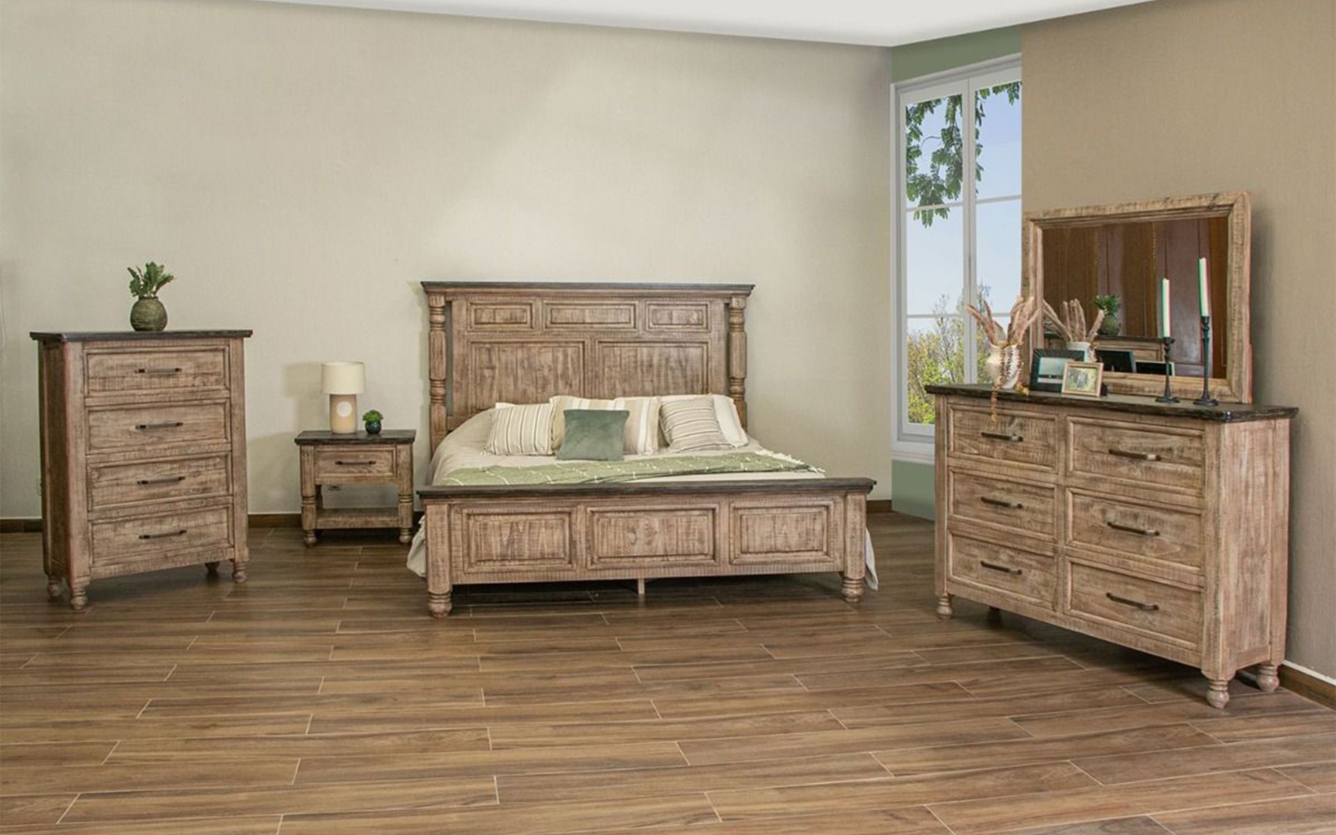 Natural Stone Farmhouse Barnwood Bed