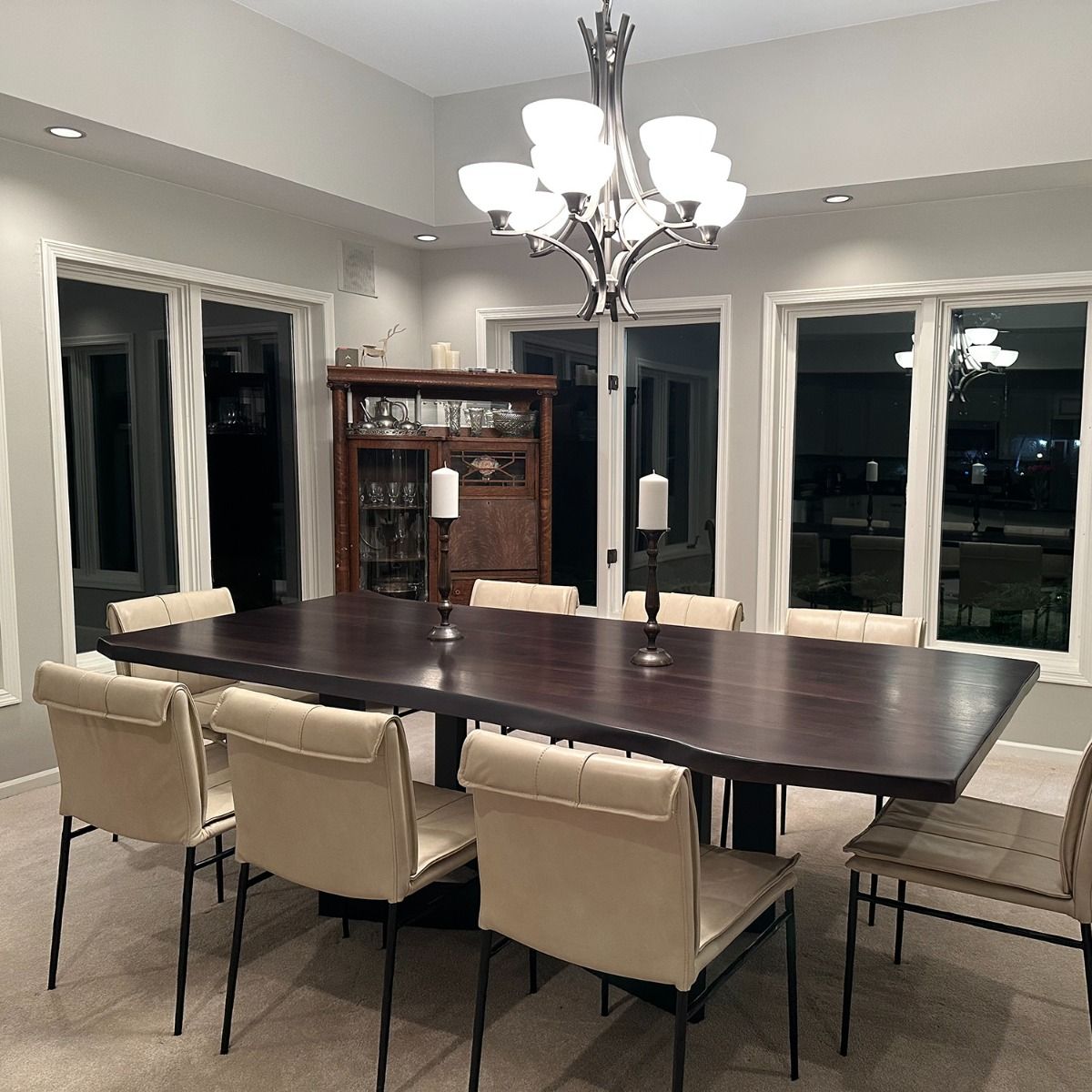 Modern Wavy X Natural Wood Dining Table