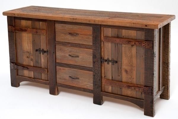 Barnwood Sideboard with 2 Doors 3 Drawers