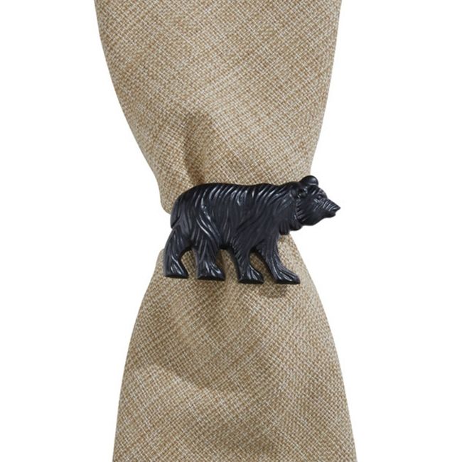 Rustic Black Bear Napkin Ring Set