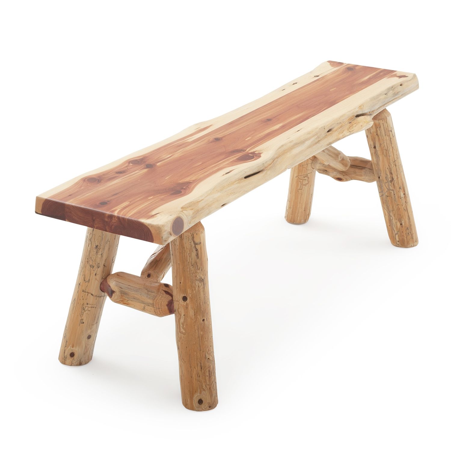 Cedar shop log bench