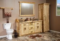 Real Cedar Log Cabin Bathroom Set in Clear Finish