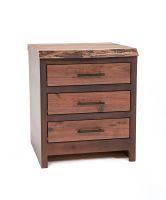 Modern Rustic Live Edge Walnut End Tables or Nightstands - 3 Drawer - Natural Drawers