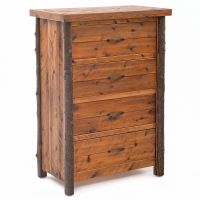 Sawmill Hickory 4 Drawer Rough Sawn Chest--Antique Barnwood finish, Metal handles