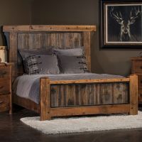 Adventure Mountain Timber Frame Panel Bed--Queen bed, Matching gray panel footboard