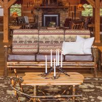 Rustic Hickory Log Sofa w/ Sleigh Coffee Table