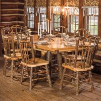 Hickory Log Trestle Dining Table