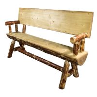 Glacier Country Half Log Bench with Back & Arms