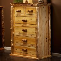 Cedar Lake Lodge 6 Drawer High Boy Chest--Clear finish