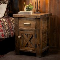 Antler & Barnwood Enclosed Nightstand--Right hinge