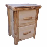 Beartooth Aspen 2 Drawer File Cabinet - 24" - Flat Front Drawers - Natural Panel & Natural Log - Standard Top Finish