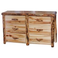 Beartooth Aspen 6 Drawer Log Dresser - 60" - Flat Fronts - Wild Panel & Gnarly Log