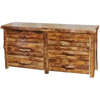 Beartooth Aspen 6 Drawer Log Dresser - 72" - Half Log Fronts - Natural Panel & Natural Log