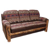 Beartooth Aspen Mountain Comfort Upholstered Sofa - Gnarly Log - Dakota Brandy Accent Fabric & River Run Wine Main Fabric